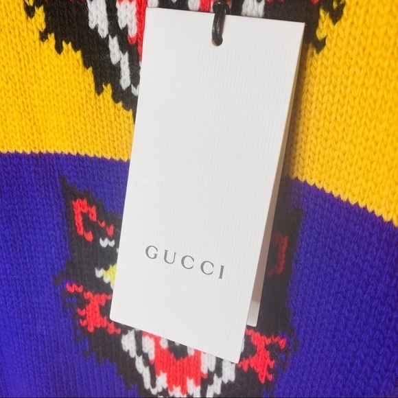 NWT Gucci Men’s cat sweater 100% wool Large unisex authentic verified receipt - Picture 13 of 16